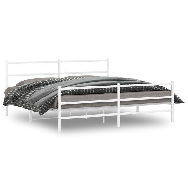 vidaXL Cadre de lit métal sans matelas et pied de lit blanc 183x213 cm