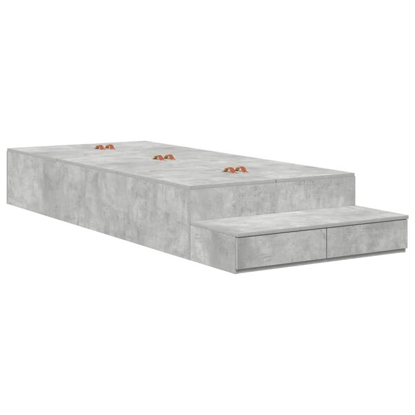 vidaXL Cadre de lit avec rangement Gris béton 100 cm Bois d'ingénierie
