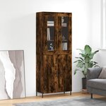 vidaXL Buffet haut Chêne fumé 69 5x34x180 cm Bois d'ingénierie