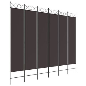 vidaXL Cloison de séparation 6 panneaux Marron 240x200 cm Tissu