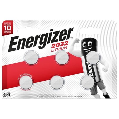 Piles bouton Energizer Lithium 2032, pack de 6
