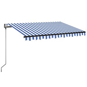 vidaXL Auvent automatique capteur de vent/LED 350x250 cm Bleu et blanc