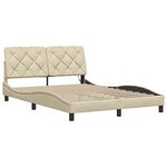 vidaXL Cadre de lit avec LED sans matelas crème 140x200 cm tissu