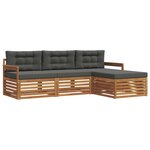vidaXL Ensemble de canapés d'extérieur 4 pc Naturel et Anthracite