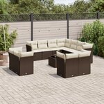 vidaXL Salon de jardin avec coussins 12 Pièces marron résine tressée