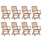 vidaXL Chaises pliables d'extérieur et coussins lot de 8 Bois d'acacia