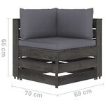 vidaXL Salon de jardin 9 Pièces avec coussins Bois imprégné de gris