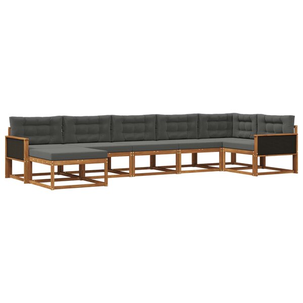 vidaXL Ensemble de canapés d'extérieur 7 Pièces Naturel et Anthracite