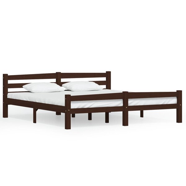 vidaXL Cadre de lit Marron foncé Bois de pin massif 180x200 cm