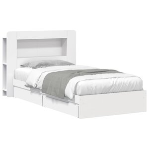vidaXL Cadre de lit avec rangement Blanc 90 x 200 cm Bois d'ingénierie