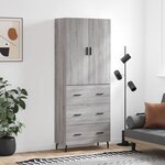 vidaXL Buffet haut Sonoma gris 69 5x34x180 cm Bois d'ingénierie