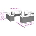 vidaXL Salon de jardin avec coussins 12 Pièces marron résine tressée