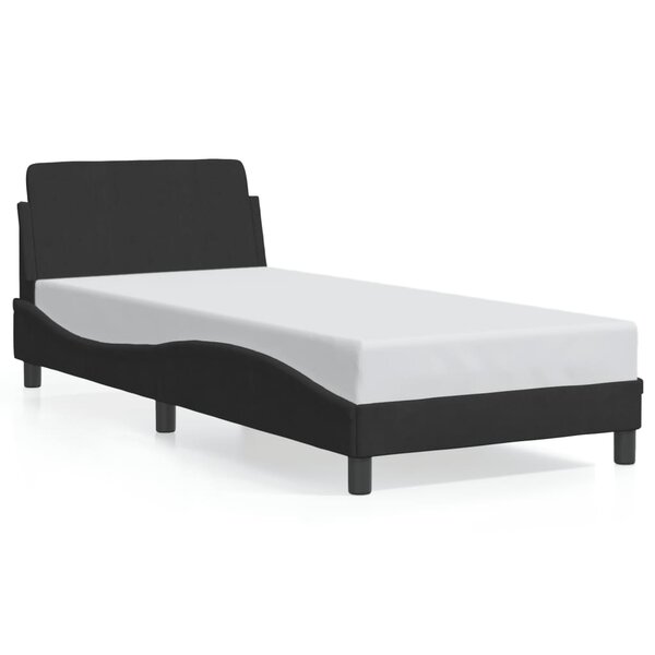 vidaXL Cadre de lit avec tête de lit Dover noir 90x190 cm velours