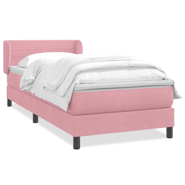 vidaXL Sommier à lattes de lit avec matelas rose 80x220 cm velours