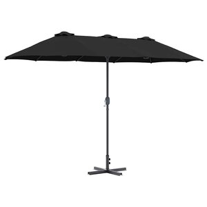 vidaXL Parasol de jardin Noir 370 x 197 x 239 cm