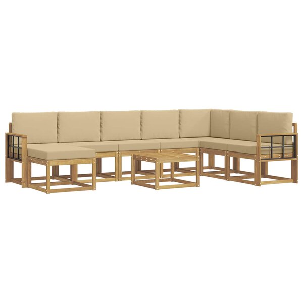 vidaXL Ensemble de canapés d'extérieur 9 pc Blanc et Beige