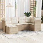 vidaXL Salon de jardin avec coussins 6 Pièces beige résine tressée