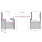 vidaXL Ensemble à manger de jardin avec coussins 3 Pièces Noir