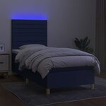 vidaXL Sommier à lattes de lit et matelas et LED Bleu 90x200 cm Tissu