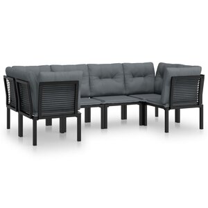 vidaXL Salon de jardin 6 Pièces noir et gris résine tressée
