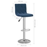 Vidaxl tabourets de bar 2 pcs bleu velours