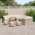 vidaXL Ensemble de canapé de jardin 14 Pièces Beige polyrotin
