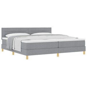 vidaXL Lit à ressorts avec matelas Gris clair 200 x 200 cm tissu