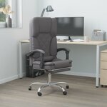 vidaXL Fauteuil de massage inclinable de bureau Gris Similicuir