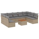 vidaXL Salon de jardin avec coussins 10 Pièces beige résine tressée