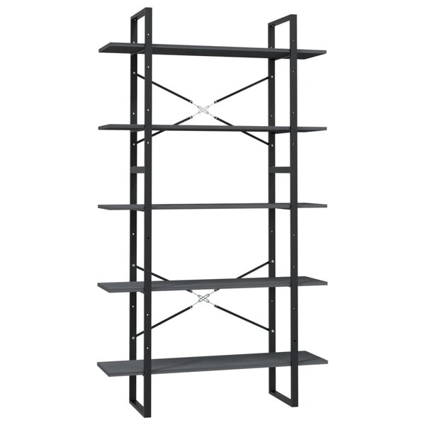 vidaXL Bibliothèque à 5 niveaux Gris 100x30x175 cm Bois de pin