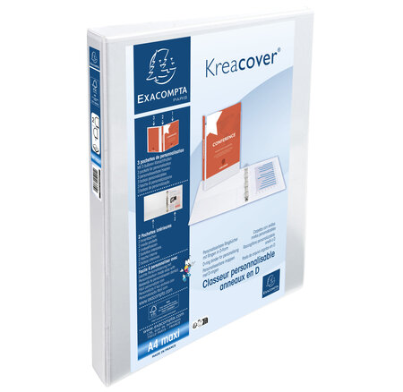 Classeur Pp Personnalisable Kreacover - 2 Anneaux En D 20mm - A4 Maxi - Blanc - X 10 - Exacompta