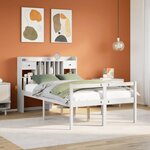 vidaXL Lit bibliothèque sans matelas blanc 135x190 cm bois pin massif