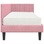 vidaXL Cadre de lit d'angle avec matelas Rose 80 x 200 cm Velours
