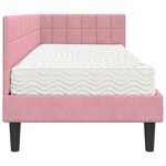 vidaXL Cadre de lit d'angle avec matelas 2 Pièces Gris Velours