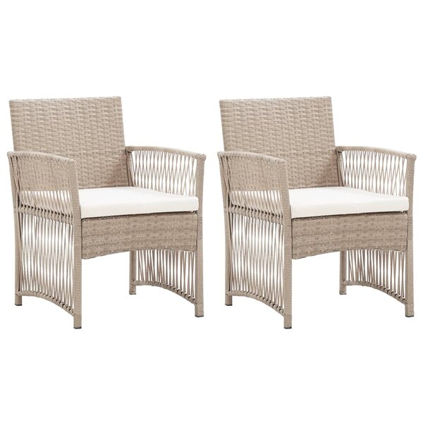vidaXL Fauteuils de jardin avec coussins 2 Pièces Beige Résine tressée