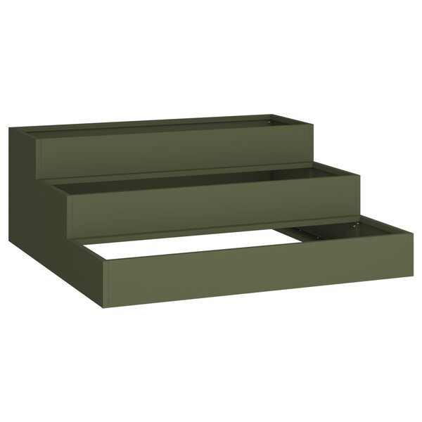 vidaXL jardinière de jardin 3 niveaux 90x90x35 cm olive acier