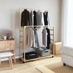 vidaXL Porte-vêtements et étagères et roulettes 90x35x155 cm bambou