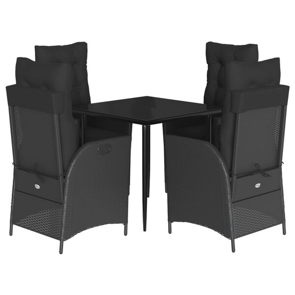 vidaXL Ensemble à manger de jardin coussins 5Pièces Noir Résine tressée