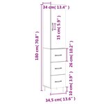 vidaXL Buffet haut Blanc 34 5x34x180 cm Bois d'ingénierie