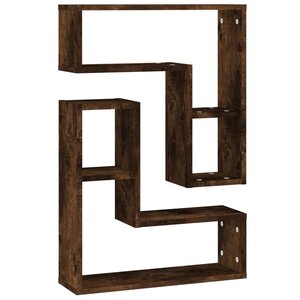 vidaXL Étagères murales 2 Pièces Chêne fumé 50x15x50 cm Bois d'ingénierie