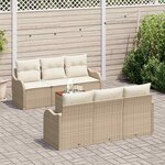 vidaXL Ensemble de canapé de jardin 7 Pièces Beige Poly rotin