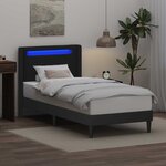 vidaXL Cadre de lit avec bandes LED Noir 80 x 200 cm Simili cuir
