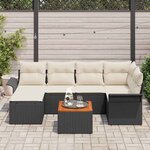 vidaXL Ensemble de canapé de jardin 7 Pièces Noir Poly rotin