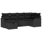 vidaXL Ensemble de canapé de jardin avec coussin 6 Pièces Noir Poly rotin