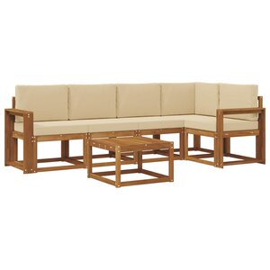 vidaXL Ensemble de canapés d'extérieur 6 Pièces Naturel et Beige