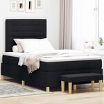 vidaXL Lit à ressorts avec matelas Noir 120 x 200 cm tissu