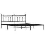 vidaXL Cadre de lit métal sans matelas avec tête de lit noir 200x200cm