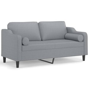 vidaXL Canapé 2 places avec oreillers gris clair 140 cm tissu
