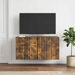 vidaXL Meuble TV mural 59 5 x 31 x 30 cm Chêne fumé Bois d'ingénierie