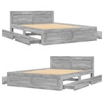 vidaXL Cadre de lit avec tête de lit sonoma gris 120x190 cm